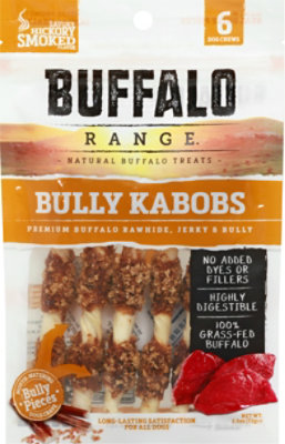 Buffalo Range Bully Kabobs Dog Chews Savory Hickory Smoked 6 Count - 2.5 Oz - Image 2