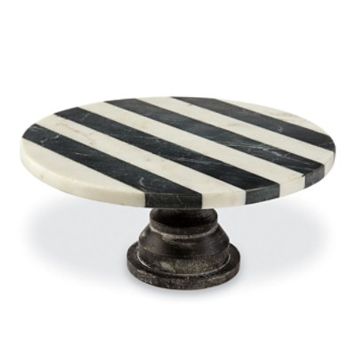 Mud Pie Black & White Marble Cake Pedestal - Each