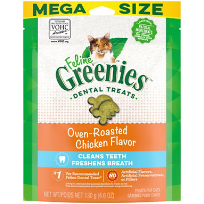 Feline Greenies Oven Roasted Chicken Flavor Adult Natural Dental Care Cat Treats - 4.6 Oz - Image 1