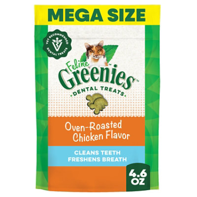 Feline Greenies Oven Roasted Chicken Flavor Adult Natural Cat Dental Treats - 4.6 Oz