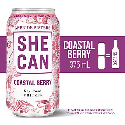 She Can Island Coastal Berry Dry Rose Spritzer - 375 Ml - Image 1