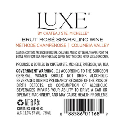 Chateau Ste. Michelle Luxe Brut Sparkling Rose - 750 Ml - Image 7