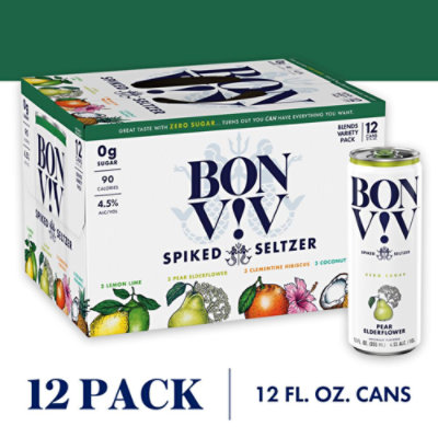 BON V!V Spiked Seltzer Gluten Free Blends Variety Pack In Cans - 12-12 Fl. Oz.
