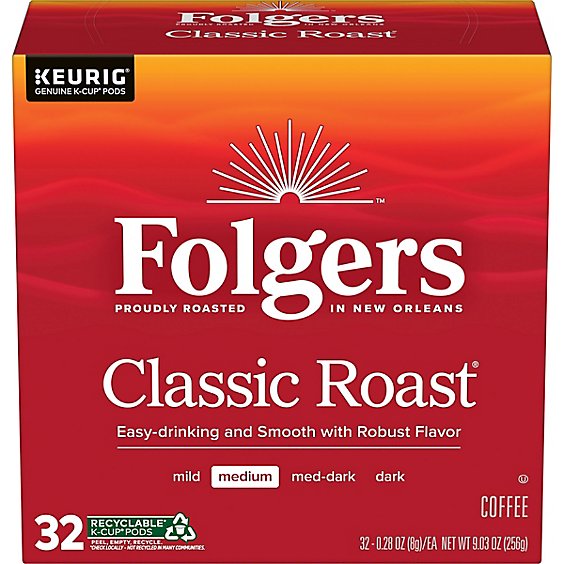 Folgers Classic Roast K -Cup - 32 Count