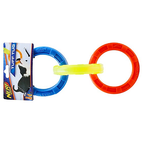 Nerf Dog Tuff Tug Dog Toy 3 Rings 11.5 Inch - Each
