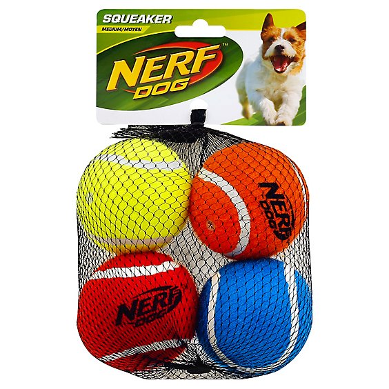 Nerf Dog Tennis Ball Squeaker Medium - 4 Count