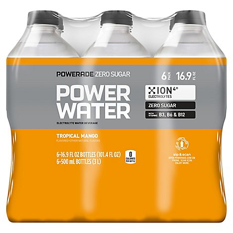 POWERADE Power Water Tropical Mango Bottles - 6-16.9 Fl. Oz.
