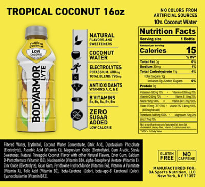 BODYARMOR LYTE Tropical Coconut Sports Drink - 16 Fl. Oz. - Image 6