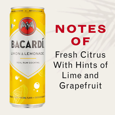 Bacardi Limon And Lemonade Gluten Free Ready to Drink Real Rum Cocktail Slim Multipack - 4-355 Ml - Image 2