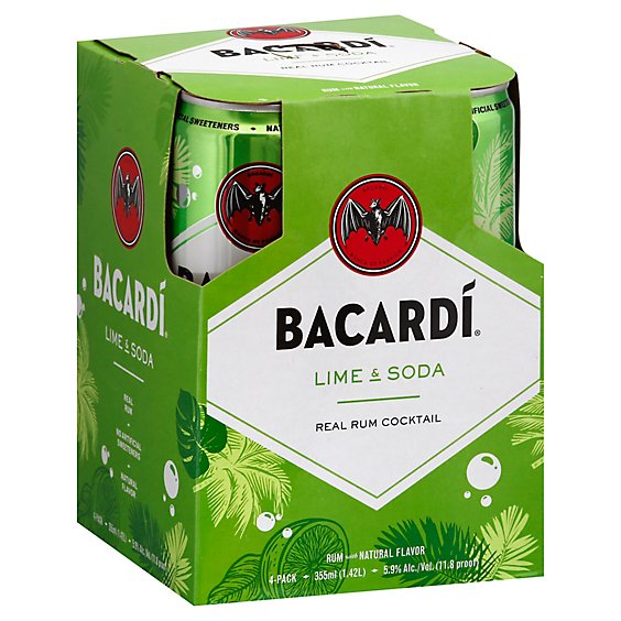 Bacardi Rum Cocktail Lime & Soda 11.8 Proof - 4-355 Ml
