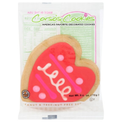 Squiggle Heart Decorated Sugar Cookies - 2.5 Oz - Image 1