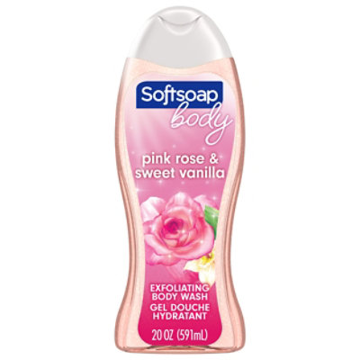 Softsoap Exfoliating Body Wash Lustrous Glow Pink Rose & Vanilla - 20 Fl. Oz.