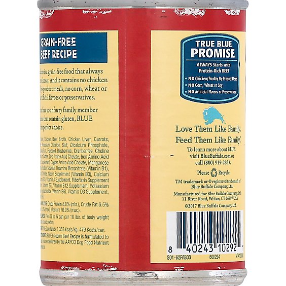 BLUE Freedom Dog Food Adult Grain Free Beef Recipe - 12.5 Oz