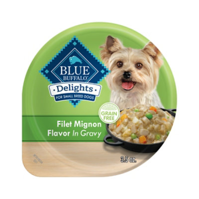 Blue Buffalo Delights Small Breed Natural Wet Dog Food Filet Mignon Flavor in Gravy 3.5 Oz shaws