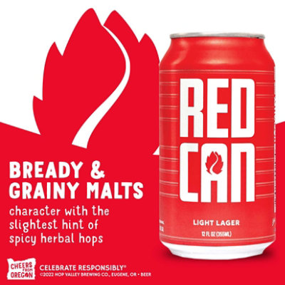 Hop Valley Red Can Light Lager Craft Beer 4.1% ABV Cans - 18-12 Fl. Oz. - Image 2