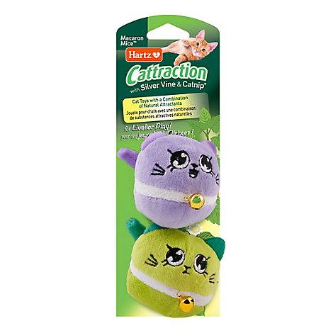 Hartz Cattraction Macaron Mice Cat Toy With Silver Vine & Catnip - 2 Count