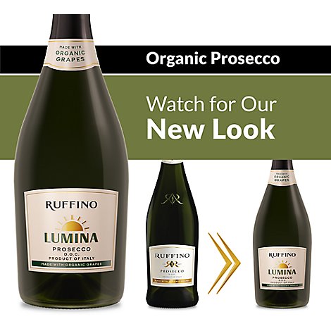 Ruffino Wine Sparkling White With Organic Grapes Prosecco DOC - 750 Ml