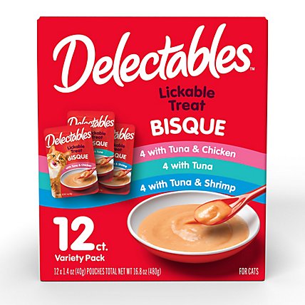 Delectables Bisque Cat Treats Tuna & Chicken Variety Pack - 12-14 Oz - Image 1