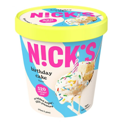 Nicks Ice Cream Light Swedish Style Birthdag Cake 1 Pint - 473 Ml