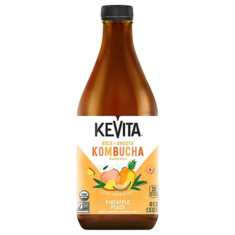 Kevita Probiotic Drink Organic Pineapple Peach Master Brew Kombucha - 40 Fl. Oz.