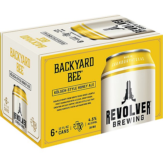 Revolver Backyard Bee Kolsch Honey Craft Beer Kolsch 4.5% ABV Cans - 6-12 Fl. Oz.