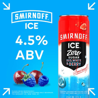 Smirnoff Ice Red White And Berry Zero Sugar Sparkling Drink 4.5% ABV In Cans - 12-12 Oz - Image 3