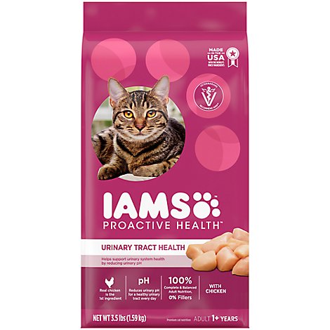 Iams Proactive Health Adult Urinary Tract Healthy Dry Cat Food With Chicken Cat Kibble - 3.5 Lb