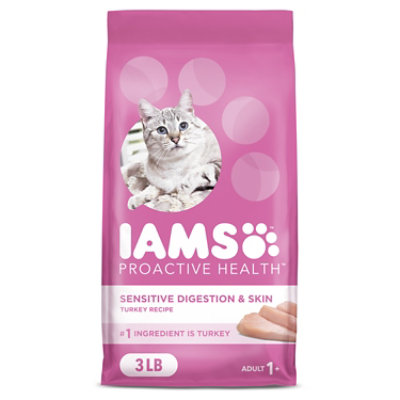 Iams Proactive Health Sensitive Digestion & Skin with Turkey Cat Kibble Adult Dry Cat Food - 3 Lbs - Image 1