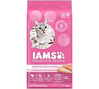 IAMS Proactive Health Cat Food Dry Adult Sensitive Digestion & Skin With Real Turkey - 3 Lb