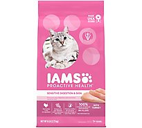 IAMS Proactive Health Cat Food Dry Adult Sensitive Digestion & Skin With Real Turkey - 6 Lb
