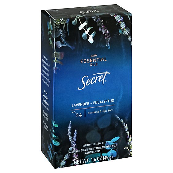Secret Anti Perspirant Invisible Solid Spray with Essential Oils Lavender + Eucalyptus - 1.6 Oz