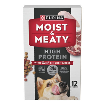 Moist & Meaty Dog Food Dry High Protein Dog Food Beef & Chicken - 72 Oz