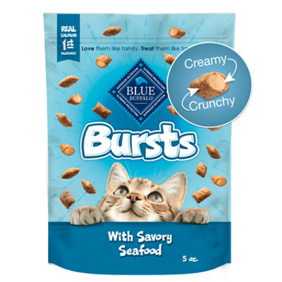 Blue Buffalo Bursts Crunchy & Creamy Cat Treats Great for Training - Savory Seafood - 5 Oz - Image 1