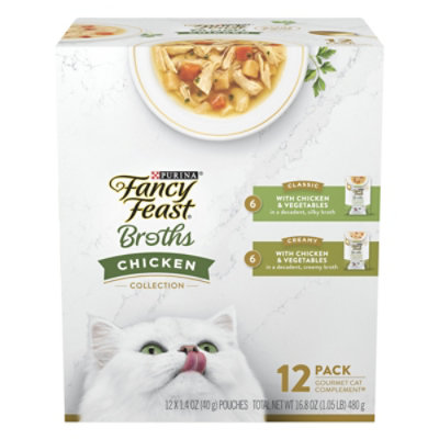 Fancy Feast Cat Food Wet Broths Chicken & Vegetables In Silky Broth - 12-1.4 Oz - Image 1