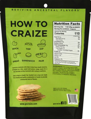 Craize Extra Thin & Crunchy Seeded Toasted Corn Crisps - 4 Oz. - Image 6