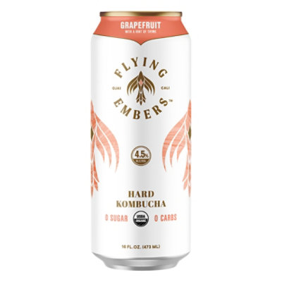 Flying Embers Grapefruit Thyme Organic Hard Kombucha In Cans - 16 Fl. Oz. - Image 3