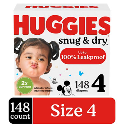 Huggies Snug and Dry Size 4 Baby Diapers - 148 Count - Image 1