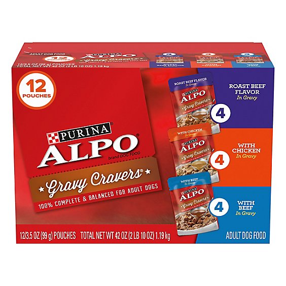 Alpo Gravy Cravers Dog Food Wet Beef And Chicken - 12-3.5 Oz