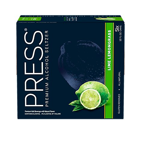 Press Lime Lemongrass Seltzer 6/12 Slim In Cans - 6-12 Fl. Oz.