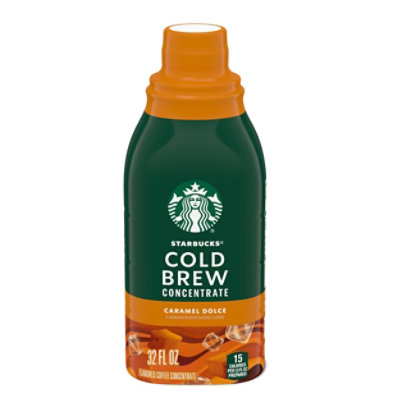 Starbucks Multi Serve Concentrate Caramel Dolce Flavored Cold Brew Coffee Bottle - 32 Oz