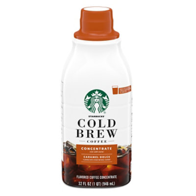 Starbucks Multi Serve Concentrate Caramel Dolce Flavored Cold Brew Coffee Bottle - 32 Oz - Image 1