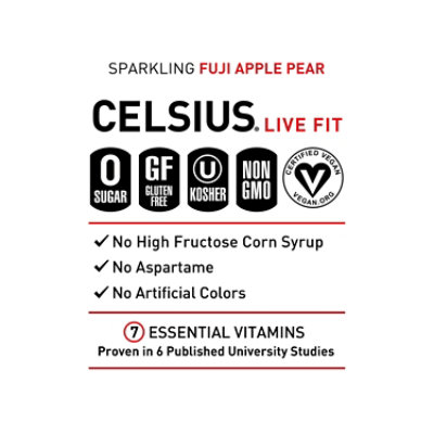 Celsius Sparkling Fuji Apple Pear - 12 Fl. Oz. - Image 4