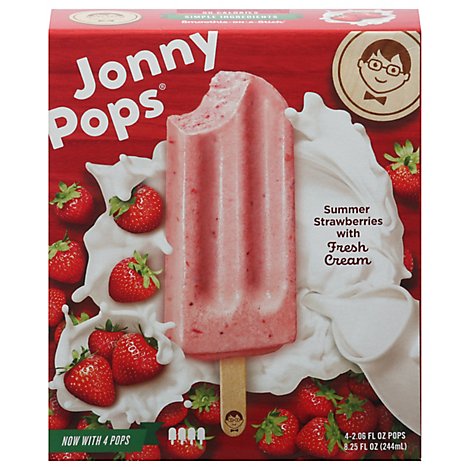 JonnyPops Ice Pops Summer Strawberries With Fresh Cream - 4-2.06 Fl. Oz.