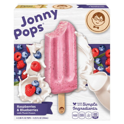 JonnyPops Frozen Treats Raspberries & Blueberries With Fresh Cream - 4-2.06 Fl. Oz.