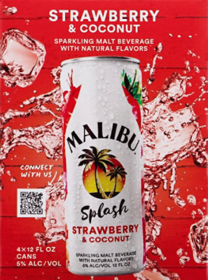 Malibu Splash Strawberry & Coconut In Cans - 4-12 Fl. Oz. - Image 4