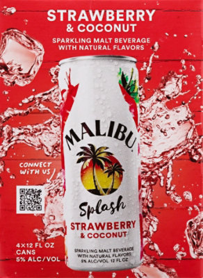 Malibu Splash Strawberry & Coconut In Cans - 4-12 Fl. Oz. - Image 2