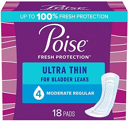 Poise Ultra Thin Incontinence Pads Moderate Absorbency - 18 Count - Image 1