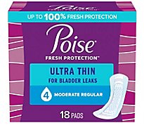 Poise Ultra Thin Incontinence Pads Moderate Absorbency - 18 Count