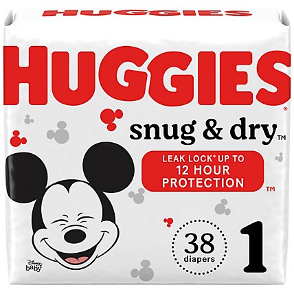 Huggies Snug and Dry Size 1 Baby Diapers - 38 Count - Image 1