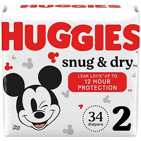 Huggies Snug And Dry Diapers Size 2 Jumbo - 34 Count